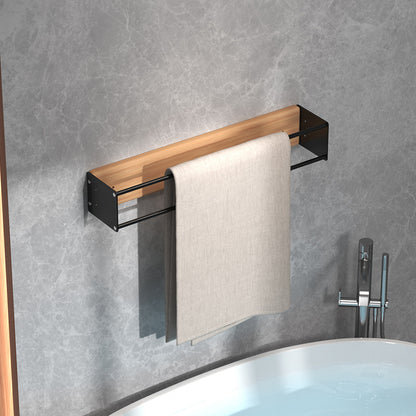 Wall-Mounted Wood & Metal Towel Rack