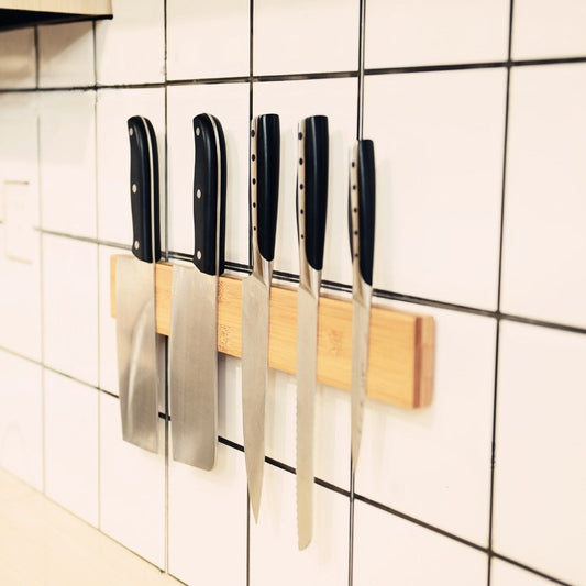 Bamboo Magnetic Wall Knife Holder - Long Strip Design