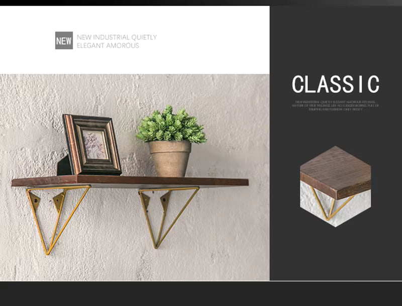 Rustic Iron and Wood Wall-Mounted Shelf Unit